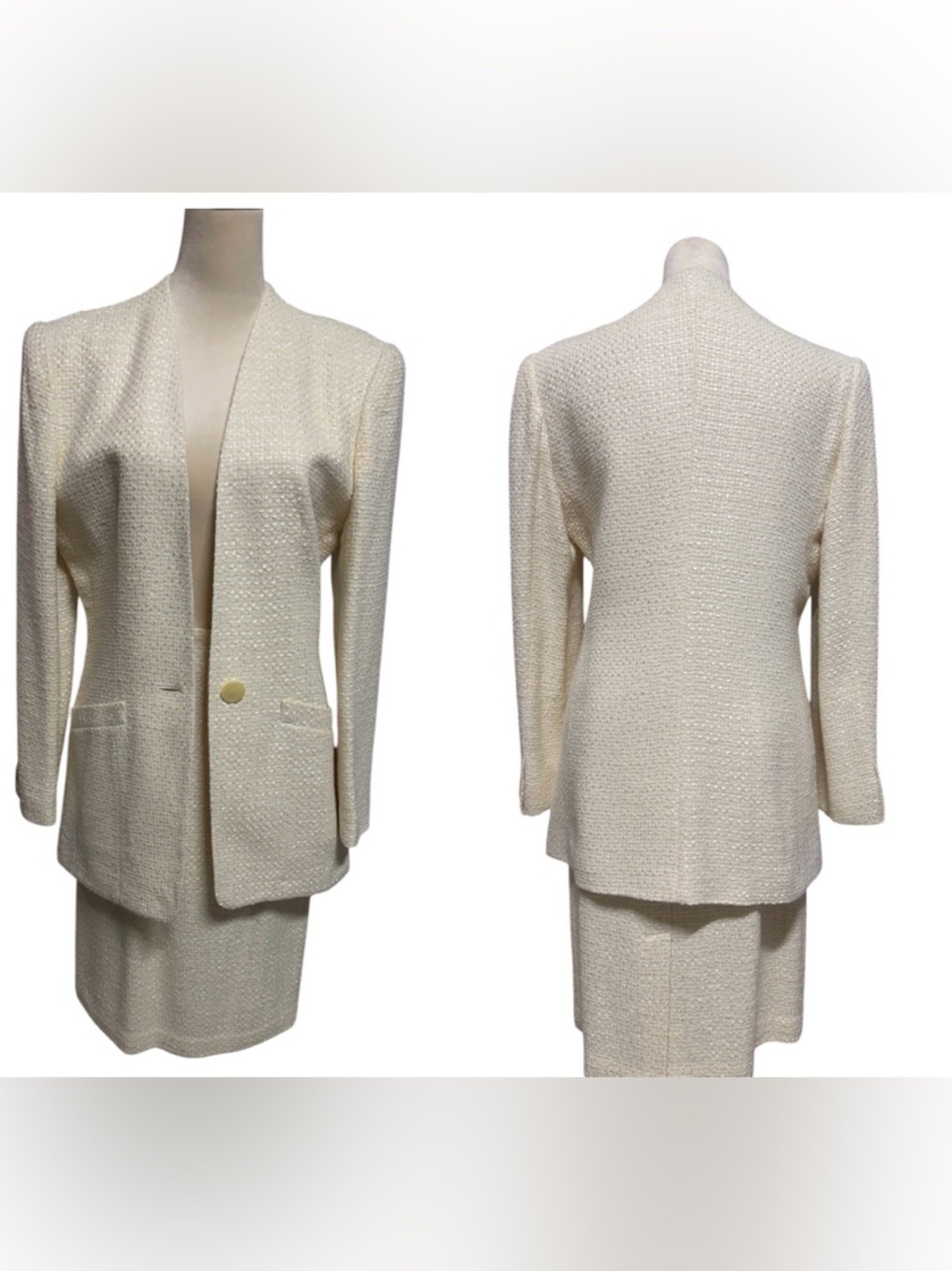Evan Picone Elegant Wool Blend Skirt Suit Set - Blazer Size 8 & Skirt Size 10